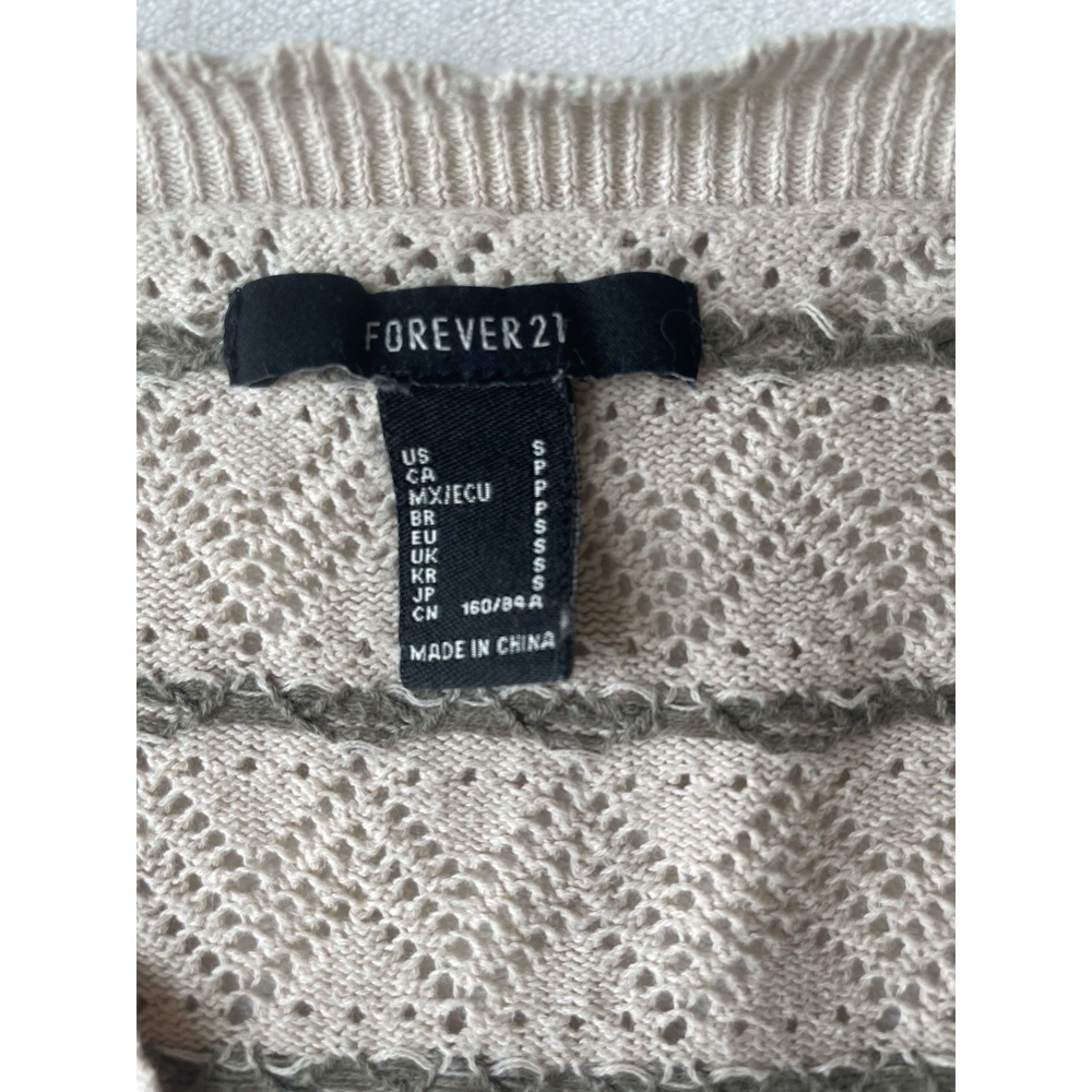 Forever 21 Beige Long Sleeve Button-Up Cardigan With Flower Embroidery Women's S - Picture 6 of 8